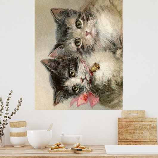Two lovely Victorian kittens Poster (Keuken)