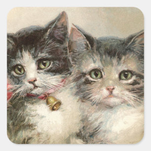 Two lovely Victorian kittens Vierkante Sticker