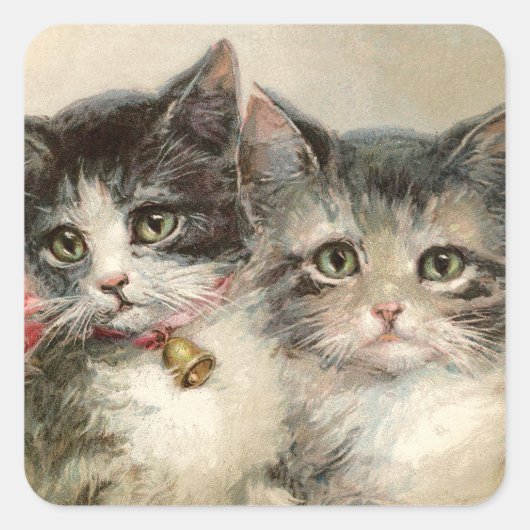 Two lovely Victorian kittens Vierkante Sticker (Voorkant)