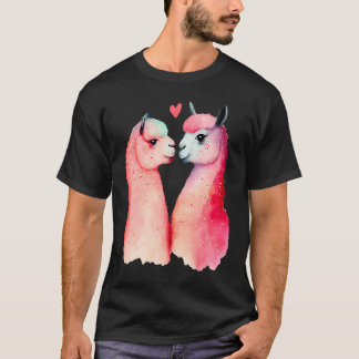 Two Loving Llamas In Love Heart Valentine's Day Al T-shirt