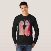 Two Loving Llamas In Love Heart Valentine's Day Al T-shirt (Voorkant volledig)