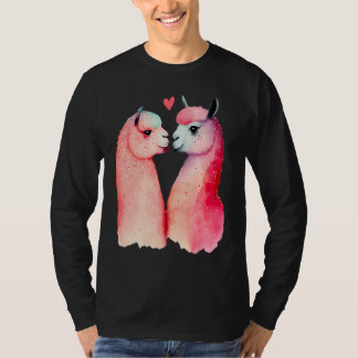 Two Loving Llamas In Love Heart Valentine's Day Al T-shirt