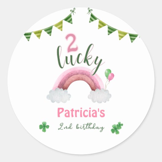 Two Lucky 2nd Birthday Ronde Sticker (Voorkant)