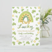 Two Lucky St Patrick's 2nd Birthday Invitation Kaart (Staand voorkant)