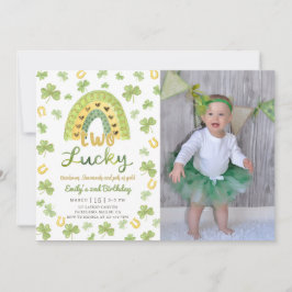 Two Lucky St Patrick's 2nd Birthday Invitation Kaart
