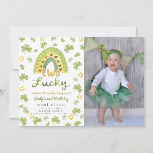 Two Lucky St Patrick's 2nd Birthday Invitation Kaart (Voorkant)