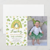 Two Lucky St Patrick's 2nd Birthday Invitation Kaart (Voorkant / Achterkant)