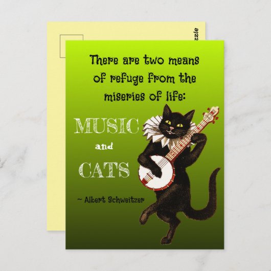 Two Means of Refuge Music Cats Schweitzer Briefkaart (Voorkant / Achterkant)