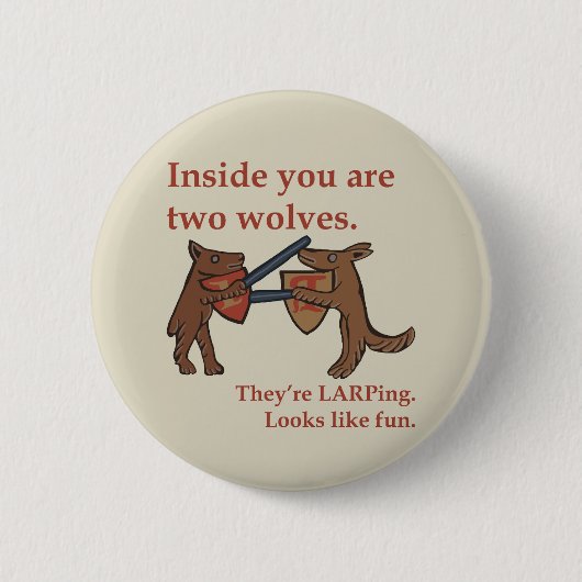 Two Medieval Wolves Button (Voorkant)
