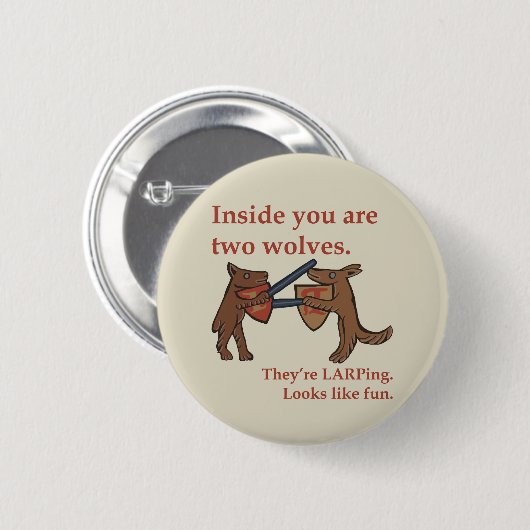 Two Medieval Wolves Button (Voorkant /achterkant)