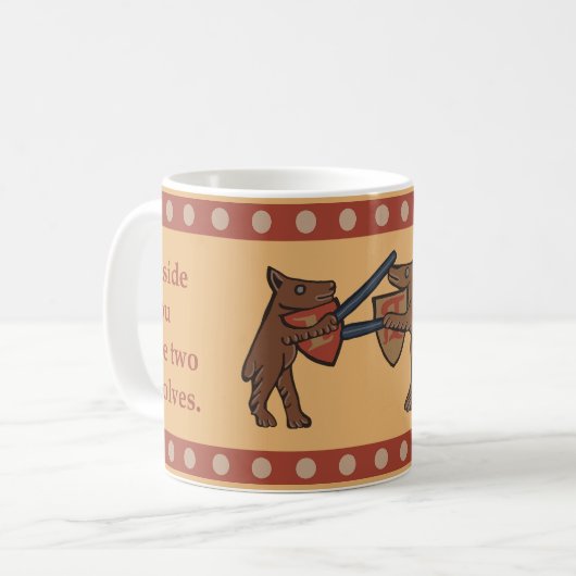 Two Medieval Wolves Coffee Mug Koffiemok (Voorkant links)