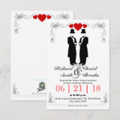 Two men in tuxedo with hats - Gay wedding Kaart (Voorkant / Achterkant)