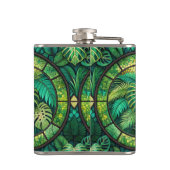 Two metal flasks with vibrant green tropical  heupfles (Achterkant)