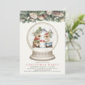 Two Mice Cheers Snow Wereldbol kerstfeest Kaart (Staand voorkant)