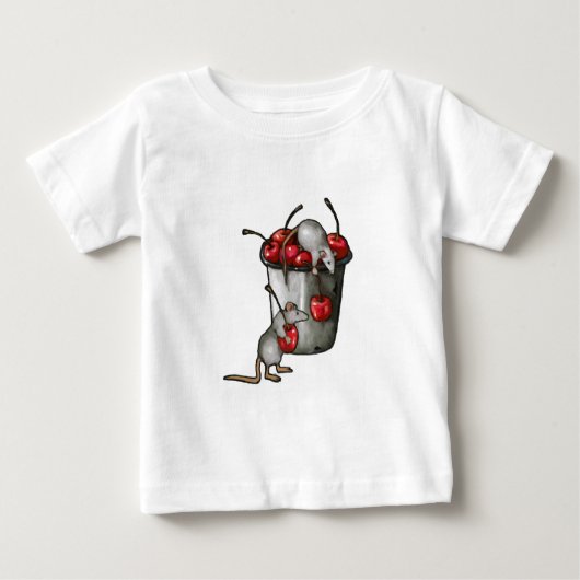 Two MICE Stealing Cherries, Bucket of Cherries Art (Voorkant)