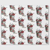 Two MICE Stealing Cherries, Bucket of Cherries Art Cadeaupapier (Vlak)