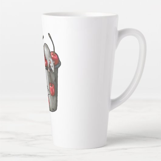 Two MICE Stealing Cherries, Bucket of Cherries Art Latte Mok (Rechts)