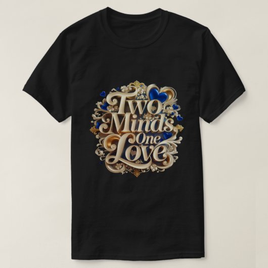 "Two Minds, One Love" Elegante koppels T-shirt (Design voorkant)