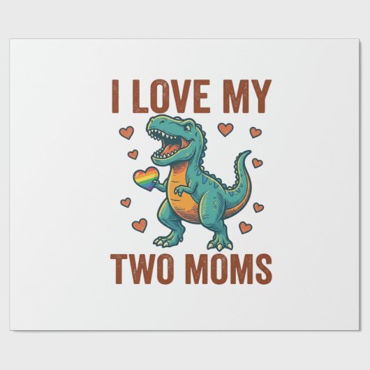 Two Moms Pride Dinosaur Vector T-Shirt Ontwerp_1 Cadeaupapier (Vlak)