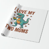 Two Moms Pride Dinosaur Vector T-Shirt Ontwerp_1 Cadeaupapier (Uitgerold)