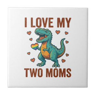 Two Moms Pride Dinosaur Vector T-Shirt Ontwerp_1 Tegeltje