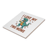 Two Moms Pride Dinosaur Vector T-Shirt Ontwerp_1 Tegeltje (Zijkant)