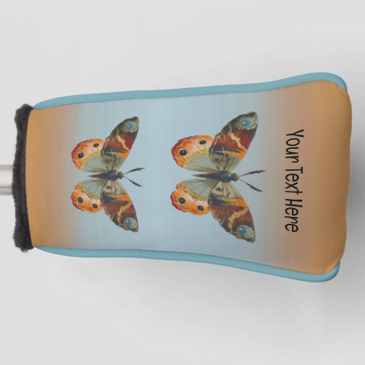 Two Monarch Butterflies Fall Colours Blue Orange Golfheadcover (Voorkant)