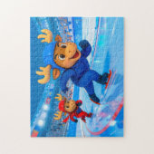 Two Moose Speed Skating on an Icy Track Legpuzzel (Verticaal)