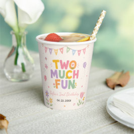 Two Much Fun 2de verjaardagsfeestje Papieren Bekers
