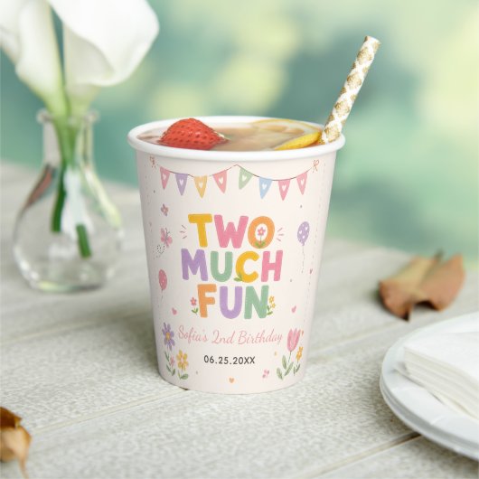 Two Much Fun 2de verjaardagsfeestje Papieren Bekers (Insitu)
