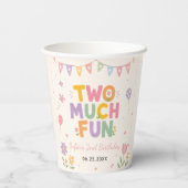 Two Much Fun 2de verjaardagsfeestje Papieren Bekers (Achterkant)