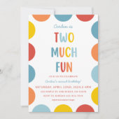 Two Much Fun 2nd Birthday Party Invitation Kaart (Voorkant)