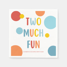 Two Much Fun Colorful 2nd Birthday Party Napkins Servet