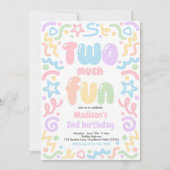 Two Much Fun Confetti Balloon 2nd Birthday Kaart (Voorkant)