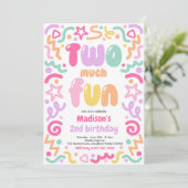 Two Much Fun Confetti Balloon 2nd Birthday  Kaart (Staand voorkant)