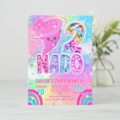 Two Nado Rainbow Glitter 2nd Birthday Party Kaart (Staand voorkant)