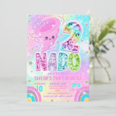 Two Nado Rainbow Glitter 2nd Birthday Party Kaart (Staand voorkant)