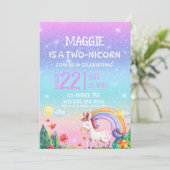 TWO-NICORN 2nd birthday invitation  Kaart (Staand voorkant)