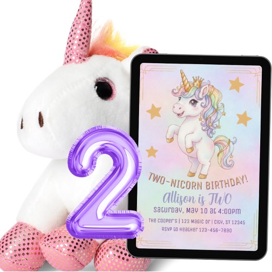 TWO-nicorn, 2nd Birthday Kaart