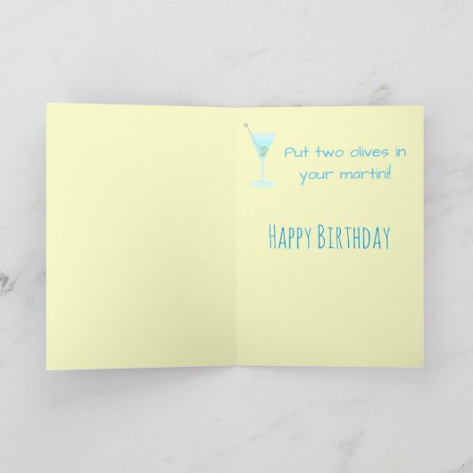 Two olive martini Happy Birthday Greetings Kaart (Binnen)