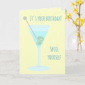 Two olive martini Happy Birthday Greetings Kaart (Gele Bloem)