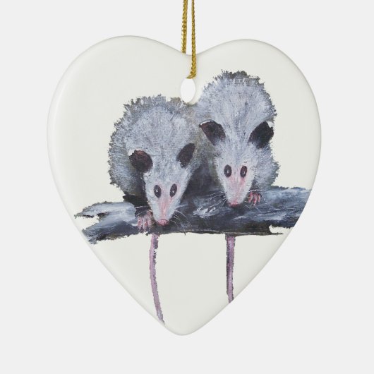 "Two Opossum" Heart Ornament (Rechts)