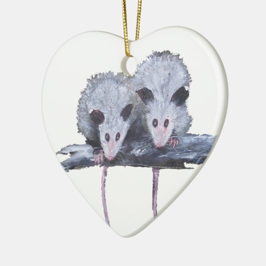 "Two Opossum" Heart Ornament (Links)