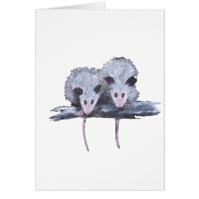 "Two Opossum" Verticaal Briefkaart (Voorkant)
