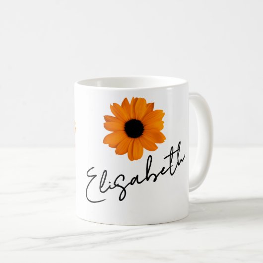 Two Orange Daisies and Your Name / Message Koffiemok (Voorkant rechts)