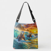 Two Otters Surfing Design van Rich AMeN Gill Crossbody Tas (Voorkant)