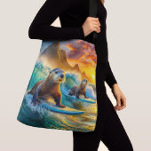 Two Otters Surfing Design van Rich AMeN Gill Crossbody Tas (Dichtbij)