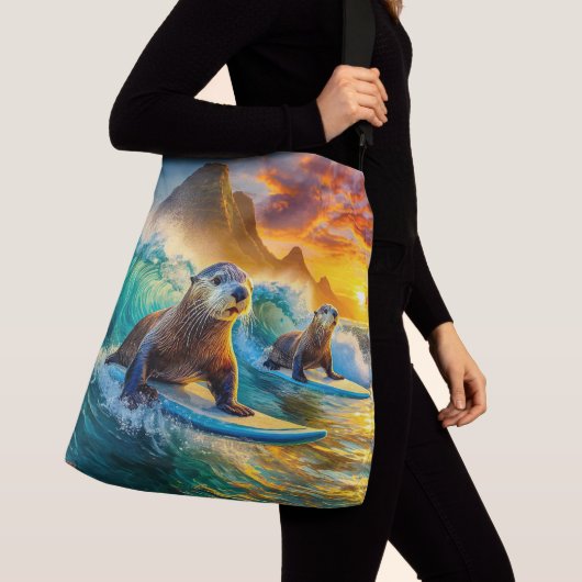 Two Otters Surfing Design van Rich AMeN Gill Crossbody Tas (Dichtbij)