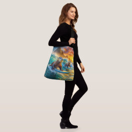 Two Otters Surfing Design van Rich AMeN Gill Crossbody Tas