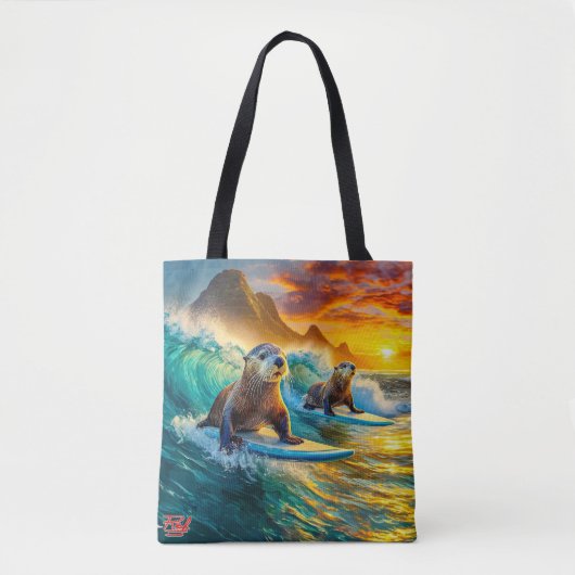 Two Otters Surfing Design van Rich AMeN Gill Tote Bag (Voorkant)